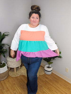 Betsy Bold Color Block Swing Top
