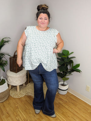Floral Flutter Sleeve Top (2 colors)