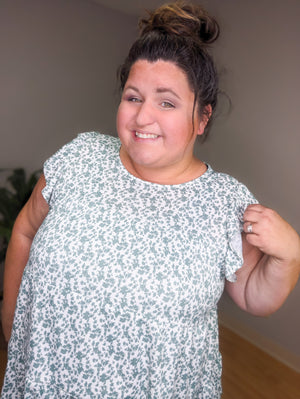 Floral Flutter Sleeve Top (2 colors)