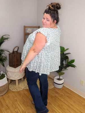 Floral Flutter Sleeve Top (2 colors)