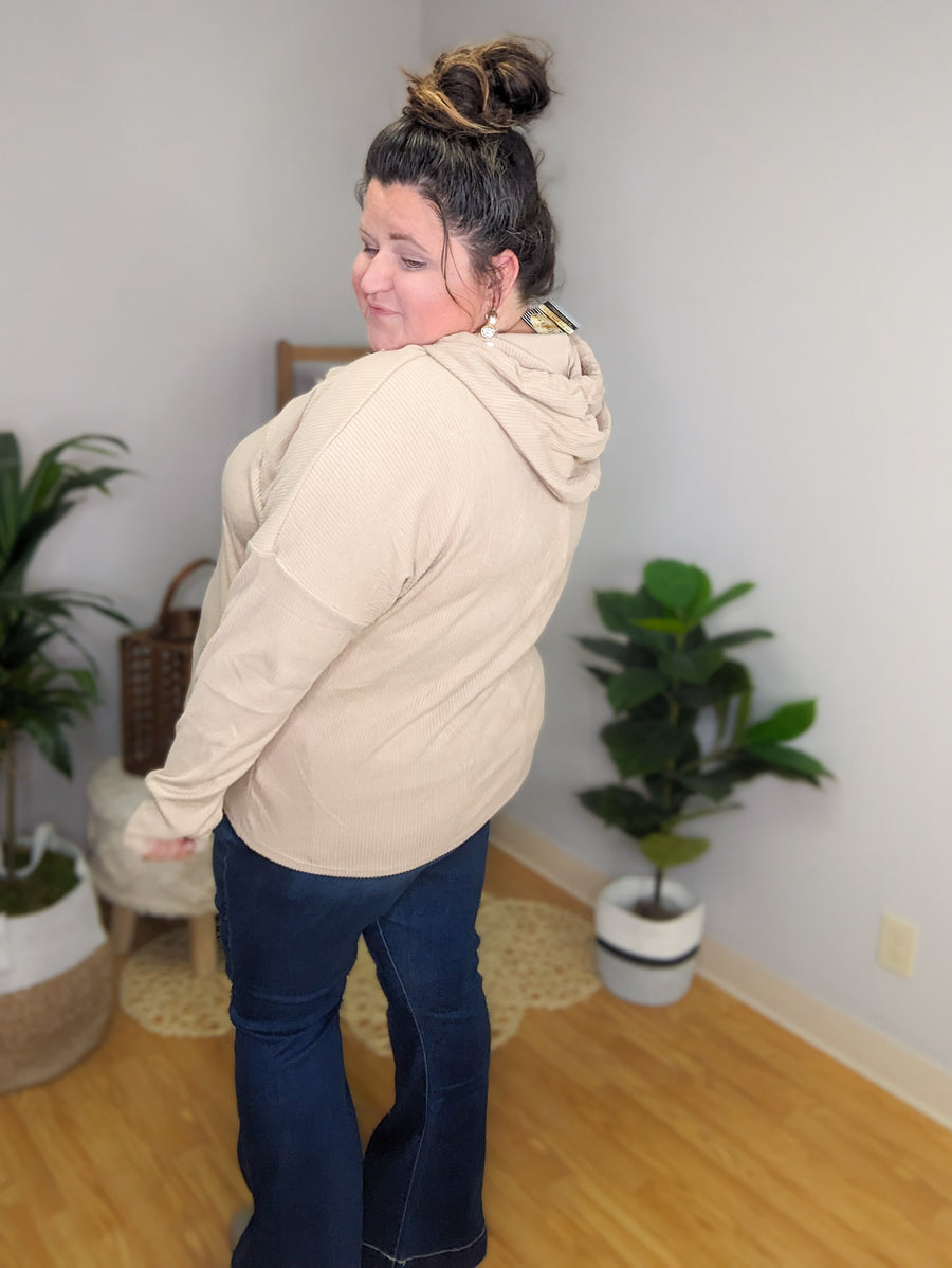 Nancie Hooded Peekaboo-Cutout Top
