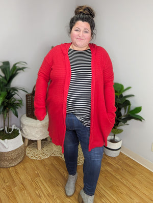 Everyday Wear Hooded Waffle Cardigan