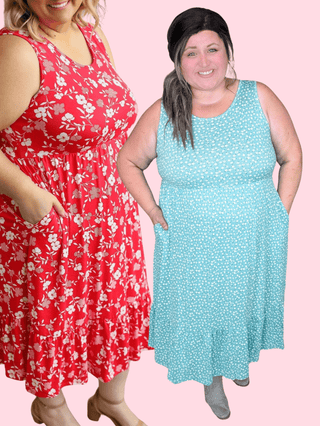 Lennon Tiered Floral Midi Dress w/Pockets (4 colors)-11- Dress/Romp/Jump-Michelle Mae-Styled by Stacked - A Plus Size Women's Boutique in Lakeville, MN