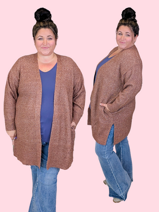 Jules Cozy Cardigan in Heathered Chestnut Brown