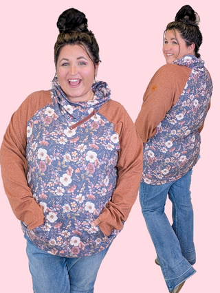 PHC Triple Stretch Zipcowl in Blushwood Navy + Terracotta