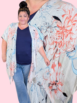 Virginia Botanical Kimono on Beige