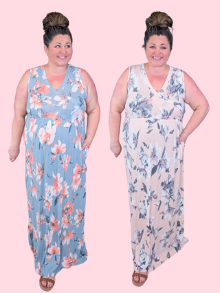 Hazel Faux Wrap Front Maxi Dress in Florals