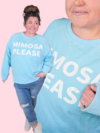 Mimosa Please Pullover in Aqua