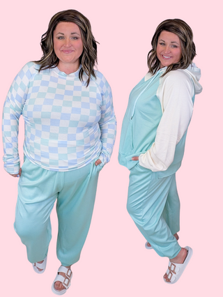 Gianna Scuba Joggers in Aqua Mint