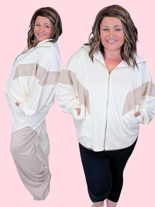 Wendy Scuba Full Zip in Taupe + Ivory