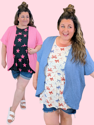 Kristi Textured Short Sleeve Cardigan in Solids (3 Colors)