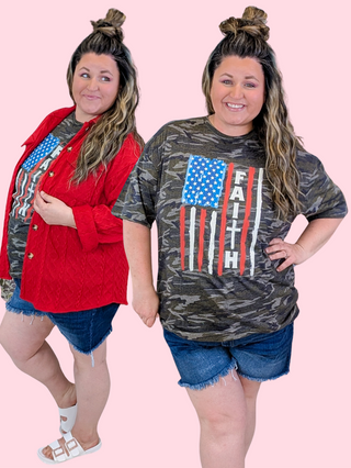 Faith Flag on Camo Tee