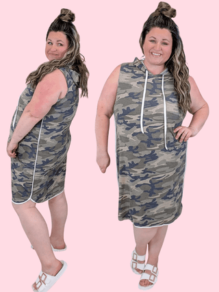 Suzanne Hooded Tank Dress in Camo