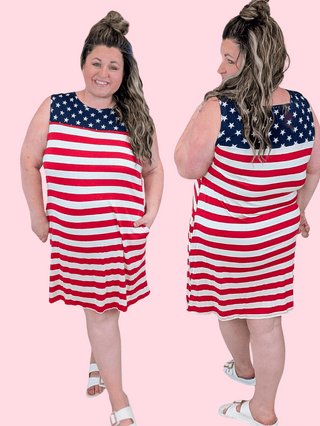 Martha Sleeveless Dress in Americana Vibes