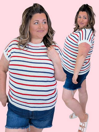 Mailee Summer Sweater in Patriotic Stripes