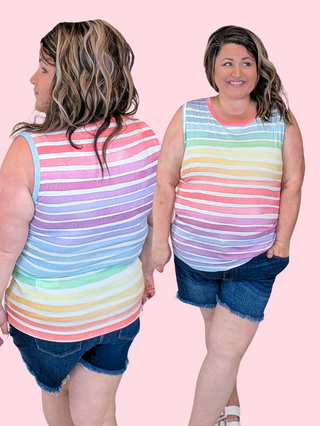 Livi Scoopneck Tank in Ombre Rainbow