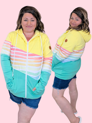 PHC Colorblock Full Zip Hoodie in Summer Rainbow