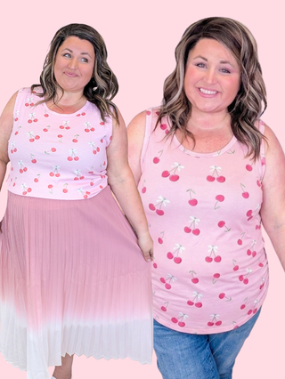 Livi Scoopneck Tank in Pink Cherries