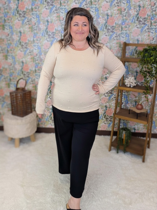 Elsa Pearl Embellished Long Sleeve Top