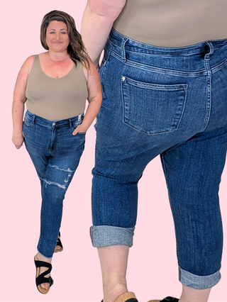 Judy Blue High Rise Darkwash Distressed Skinny