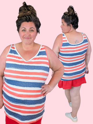 Kennedy Rounded Vneck Tank in Americana