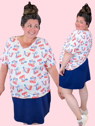 Ashley Luxe Dolman Tee in Patriotic Cherry