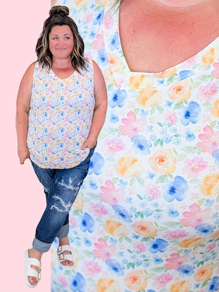 Talia Luxe Vneck Tank in Florals