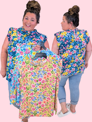 Carol Ruffled Mockneck Floral Top (3 Colors)