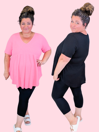 Beckett Thermal Knit Vneck Babydoll Top