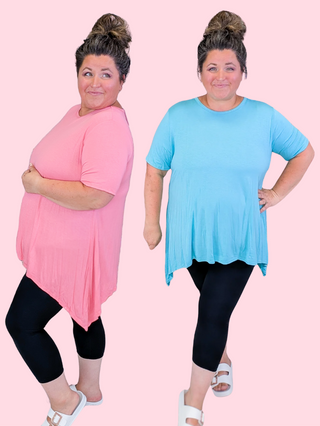 Sloane Crewneck Top w/Draped Hem (2 Colors)