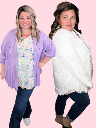 Charlene Fringe Bottom Lightest Buttondown (3 colors)