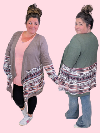 Kai Aztec Accent Draped Cardigan (4 Colors)