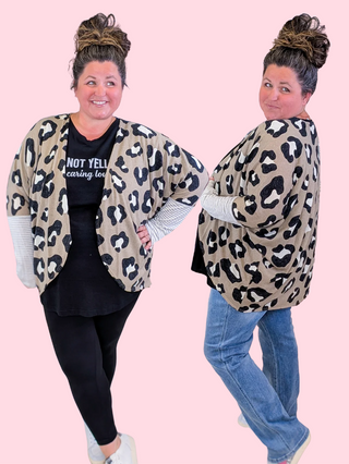 Hayden Dolman Animal Print Cardigan w/Stripe Accent