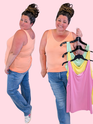 Kennedy Rounded Vneck Tank in Solids (4 Colors)