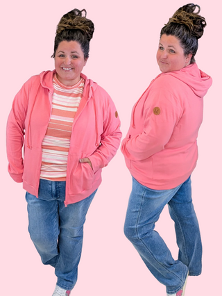 PHC Triple Stretch Full Zip Hoodie in Sunkissed Coral