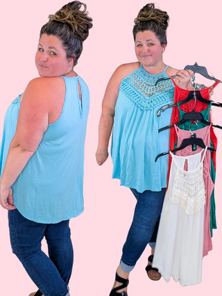 Charlize Lace Detail Flowy Halter Tank (5 Colors)