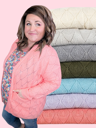 Whitney Textured Knit  Lightweight Cardigan (7 Colors)