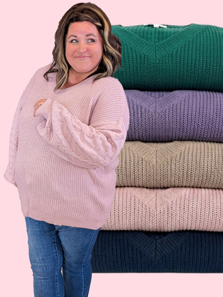 Talina Balloon Sleeve Textured Sweater in Solids (5 colors)