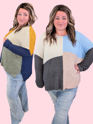 Filly Ribbon Yarn 4-Square Lightweight Sweater (2 colors)