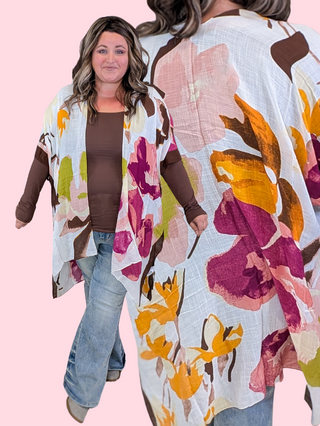 Alaia Watercolor Floral Kimono in Autumn
