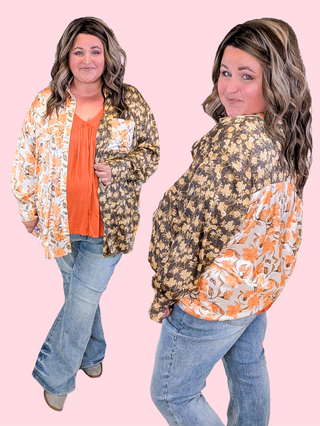Effie Slinky Buttondown Blouse in Fall Florals