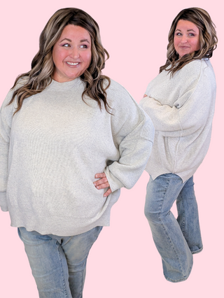 Moxie Luxe Oversized Dolman Sweater in Oat Gray