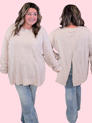 Winslet Open Back Lightweight Sweater in Oatmeal