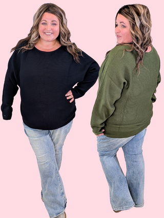 Clarke Luxe Slouchy Ribbed Dolman Sweater (2 Colors)