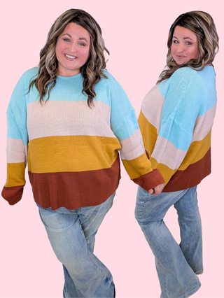 Mindy Colorblock Cozy Scoopneck Sweater