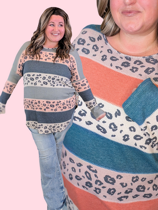 Fable Animal Colorblock Dolman Long Sleeve Top (2 Colors)