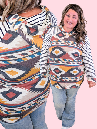 Paula Lightweight Aztec Hooded Top