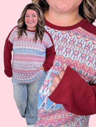 Romy Berry + Blue Mix Long Sleeve Raglan
