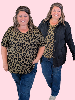 Ashley Dolman Top in Olive Leopard