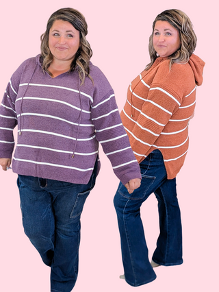 Weslie Vneck Cozy Striped Hooded Sweater (3 Colors)